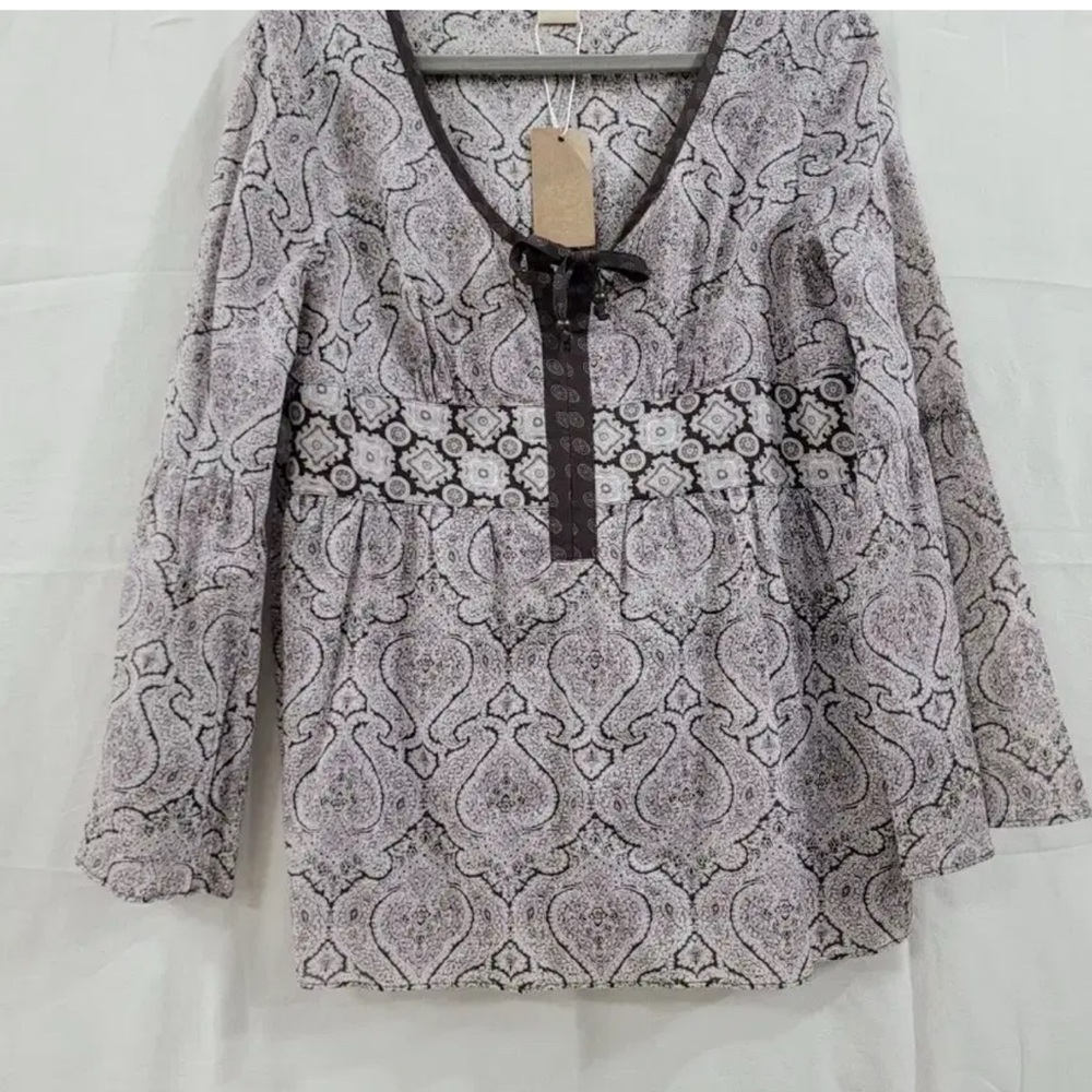 Michael Kors Black and Gray Patterned Blouse